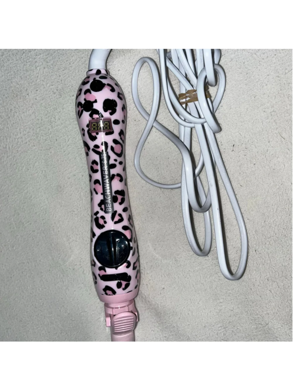 Beachwaver S.75 Rotating Curling Iron Pink Leopard Print 0.75” Barrel w/ Box
